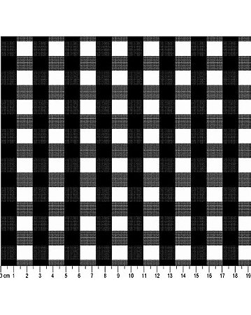 Tricoline Fio Tinto Xadrez 20XM Preto 100% Alg 50cm x 1,50mt