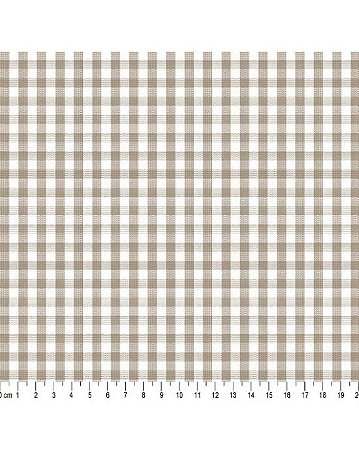 Tricoline Xadrez Fio Tinto Bege Forte 100% Alg 50cm x 1,50mt