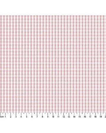 Tricoline Xadrez Pequeno Fio Tinto Rosé 50cm x 1,50mt