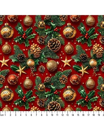 Tricoline Estampa Digital Natal 2024 (Cor 12) 50cm X 1,50mt