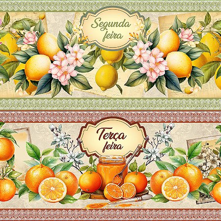 Tricoline Barrado Semaninha Frutas, At. 5,30mt x 1,50mt