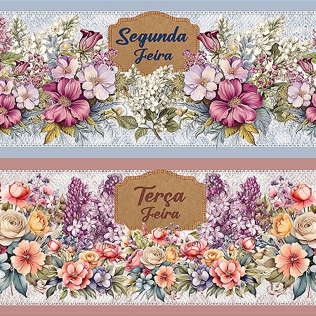 Tricoline Barrado Semaninha Floral Vintage At. 5,30m x 1,50m