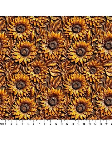 Tricoline Digital 3D Sunflowers Girassol (04) 50cm x 1,50mt
