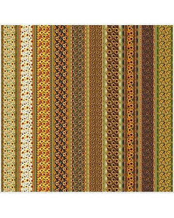 Tricoline Digital 3D Barrado Sunflowers Girassol 50 X 150cm