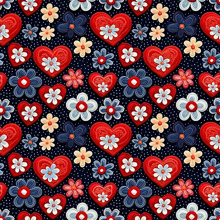 Tricoline Corações Bordados 3, 100% Algodão, 50cm x 1,50mt
