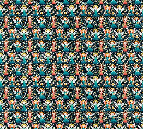 Tricoline Digital Anjos Natalinos 2, 100% Alg. 50cm x 1,50mt
