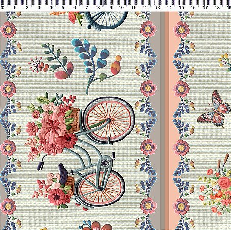 Tricoline Digital Barrado Faixas de Bikes, 50cm x 1,50mt