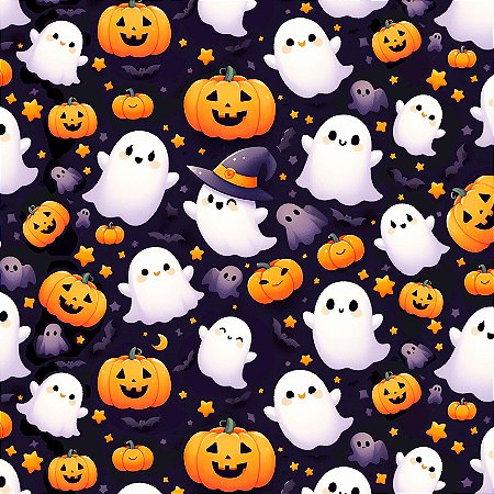 Tricoline Digital Halloween Fantasmas, 100%Alg 50cm x 1,50mt