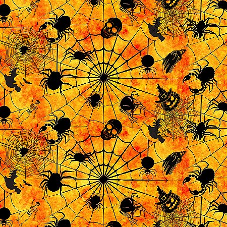 Tricoline Digital Halloween Teia de Aranhas, 50cm x 1,50mt