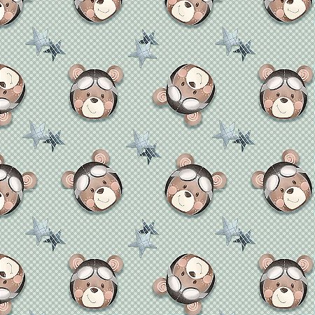 Tricoline Digital Rostos Ursos Aviador, 50cm x 1,50mt