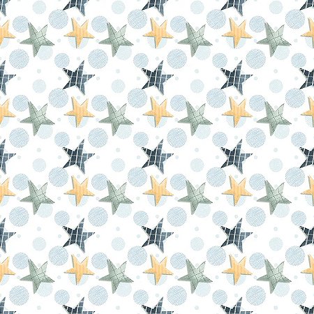 Tricoline Digital Estrelinhas Menino, 100%Alg, 50cm x 1,50mt