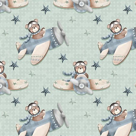 Tricoline Digital Voe Alto Menino, 100%Algodão 50cm x 1,50mt
