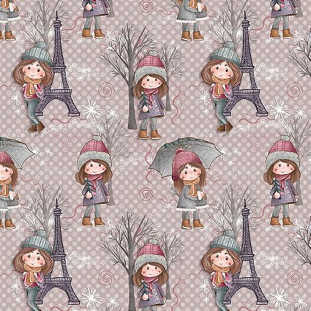 Tricoline Digital Paisagem Paris, 100%Algodão, 50cm x 1,50mt