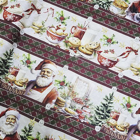 Tricoline Digital Barrado Delicias de Natal, 50cm x 1,50mt
