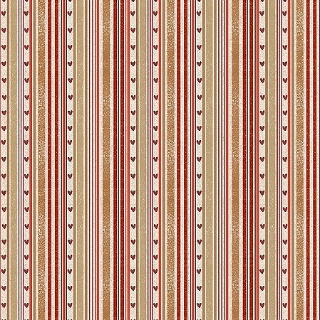 Tricoline Digital Listrado com Corações, 50cm x 1,50mt