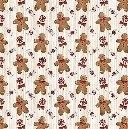 Tricoline Digital Doces de Natal, 100% Algodão 50cm x 1,50mt