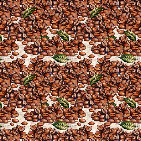 Tricoline Digital Café Fundo Bege, 100%Algodão 50cm x 1,50mt