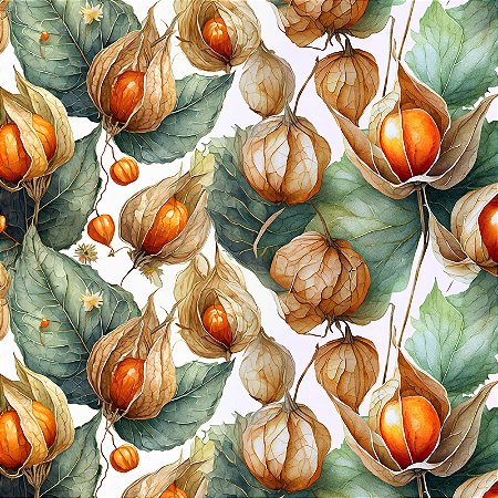 Tricoline Digital Physalis, 100% Algodão 50cm x 1,50mt