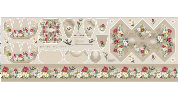 Tricoline Digital Painel Tulipano Nozes Bege, 54cm x 1,50mt