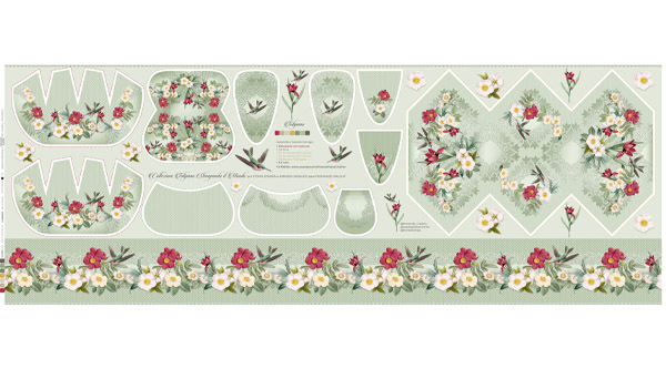 Tricoline Digital Painel Tulipano Nozes Verde, 54cm x 1,50mt