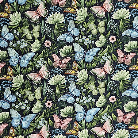 Tricoline Borboletas no Jardim 02,100% Algodão 50cm x 1,50mt