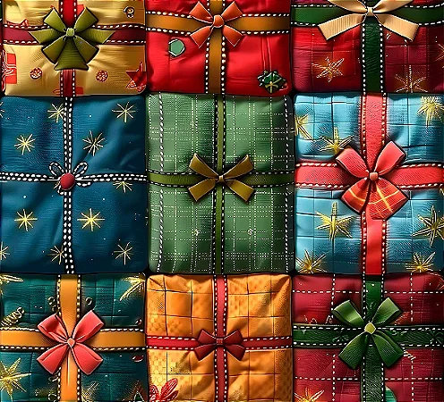 Tricoline Digital Natal Patch 3, 100% Algodão, 50cm x 1,50mt