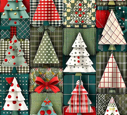 Tricoline Digital Natal Patch 4, 100% Algodão, 50cm x 1,50mt