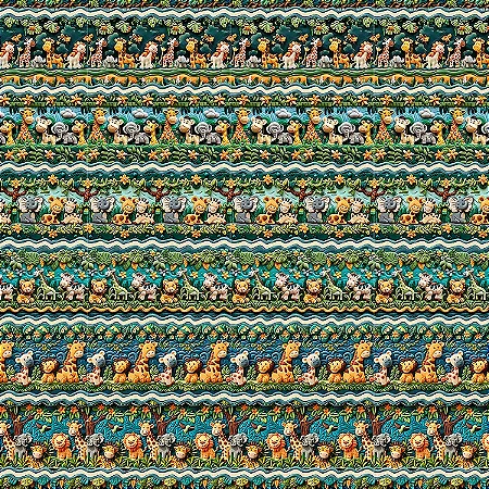 Tricoline Digital Barrado Safari 100% Algodão, 50cm x 1,50mt