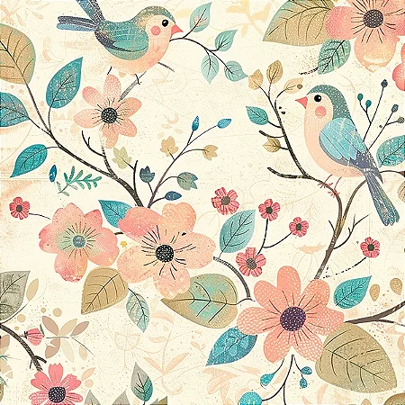 Tricoline Digital Modern Bird 01, 100% Algodão 50cm x 1,50mt