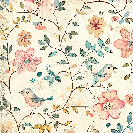 Tricoline Digital Modern Bird 03, 100% Algodão 50cm x 1,50mt
