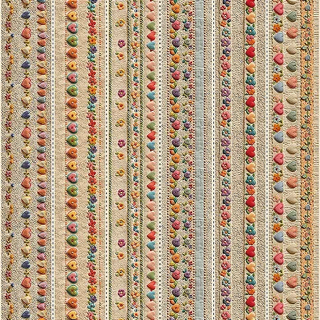 Tricoline Digital Barrado Coração em Feltro, 50cm x 1,50mt