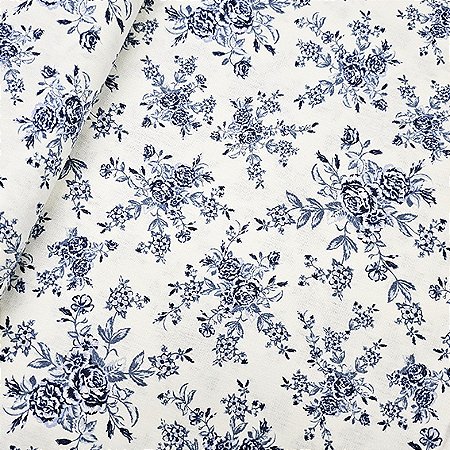 Tecido Tricoline Savana Floral Azul, 100% Alg, 50cm x 1,50mt