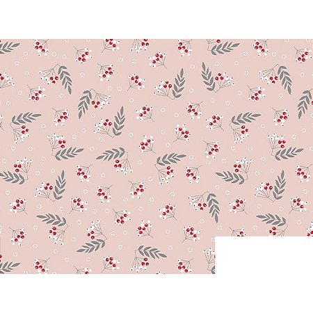 Cotton Linen Raminhos F. Rosê, 80%Alg 20%Lin, 50cm x 1,52mt