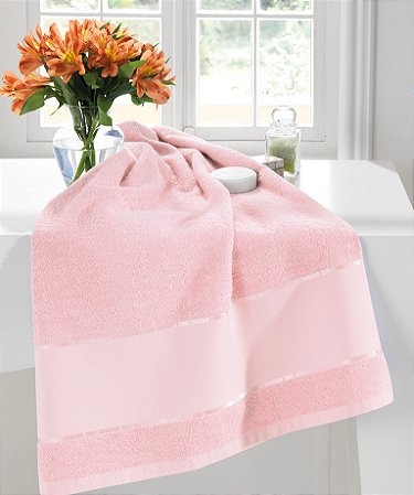 Toalha de Banho Felpuda Rosa 100% Algodão, 70cm x 1,40cm