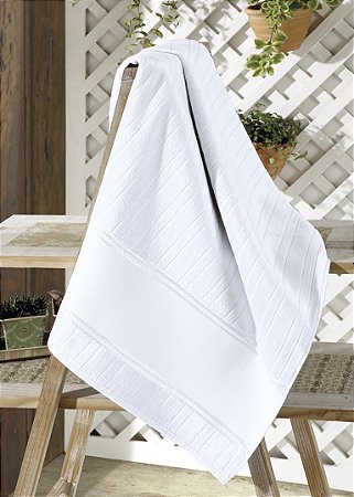 Toalha de Banho Artesanalle Branco, 70cm x 1,40mt