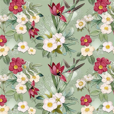 Tricoline Digital Tulipano Menta, 100% Alg. 50cm x 1,50mt