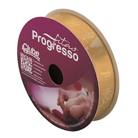 Fita De Cetim Frase Feliz Natal Dourado, 15mm - Peça 10mt