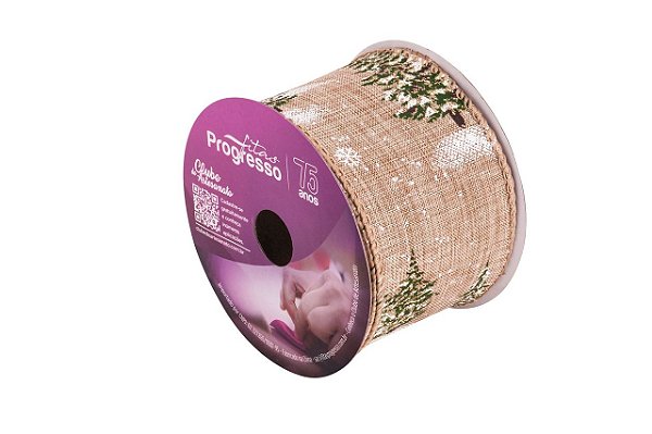 Fita de Natal Aramada Árvores de Natal, 63mm x 10mt