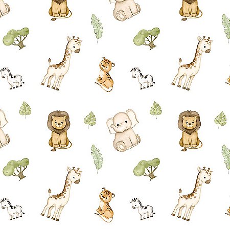 Tricoline Digital Animais Two Baby, 100%Algod, 50cm x 1,50mt