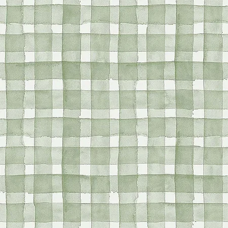 Tricoline Digital Xadrez Aquarela Moss 100%Alg 50cm x 1,50mt