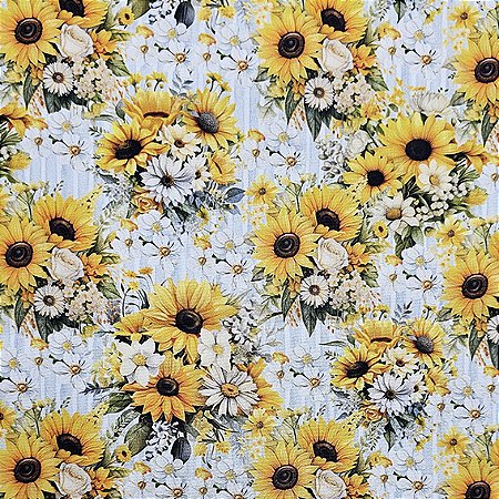 Tricoline Digital Buquês de Girassóis, 100%Alg 50cm x 1,50mt