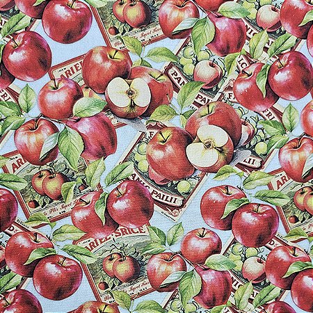Tricoline Digital Maças, 100% Algodão, 50cm x 1,50mt