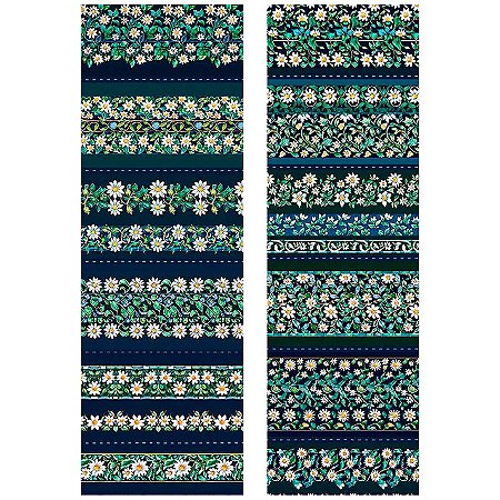 Tricoline Digital Barrado Margaridas, 100%Alg. 50cm x 1,50mt
