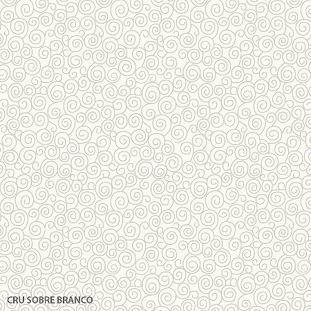 Tricoline Caracol Cru com Branco, 100%Algodão, 50cm x 1,50mt