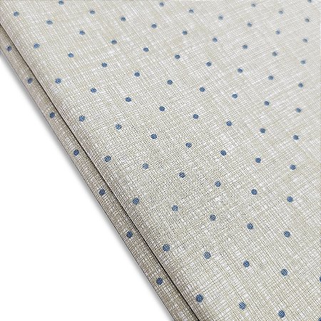 Tricoline Linho com Poá Azul Capri 100%Algodão 50cm x 1,50mt