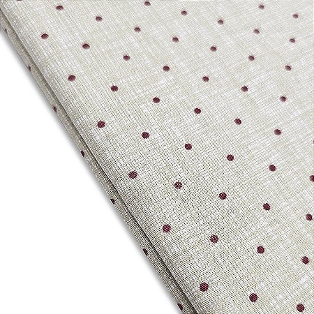 Tricoline Linho com Poá Bordo, 100%Algodão, 50cm x 1,50mt