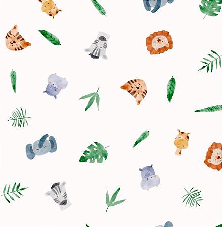 Tecido Flanela Est. Digital Safari Baby, 100%Alg 50cm X 78cm