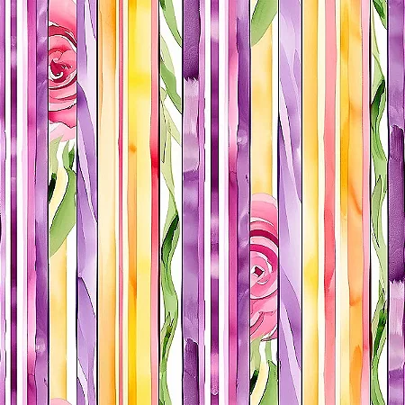 Tricoline Digital Amor Perfeito Listrado, 50cm x 1,50mt