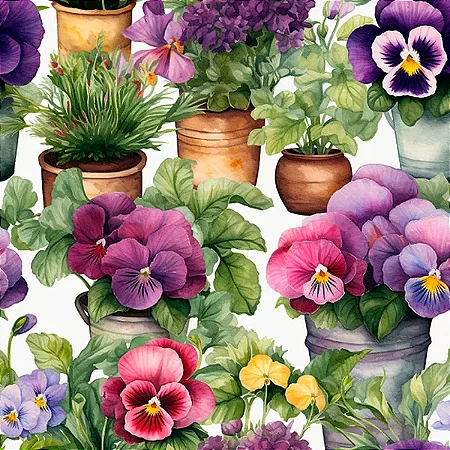 Tricoline Digital Amor Perfeito Flor 3, 100%Alg 50cm x 1,50m