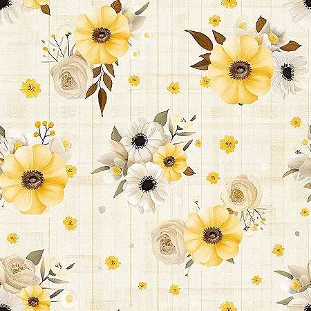 Tricoline Digital Floral 3, 100% Algodão, 50cm x 1,50mt